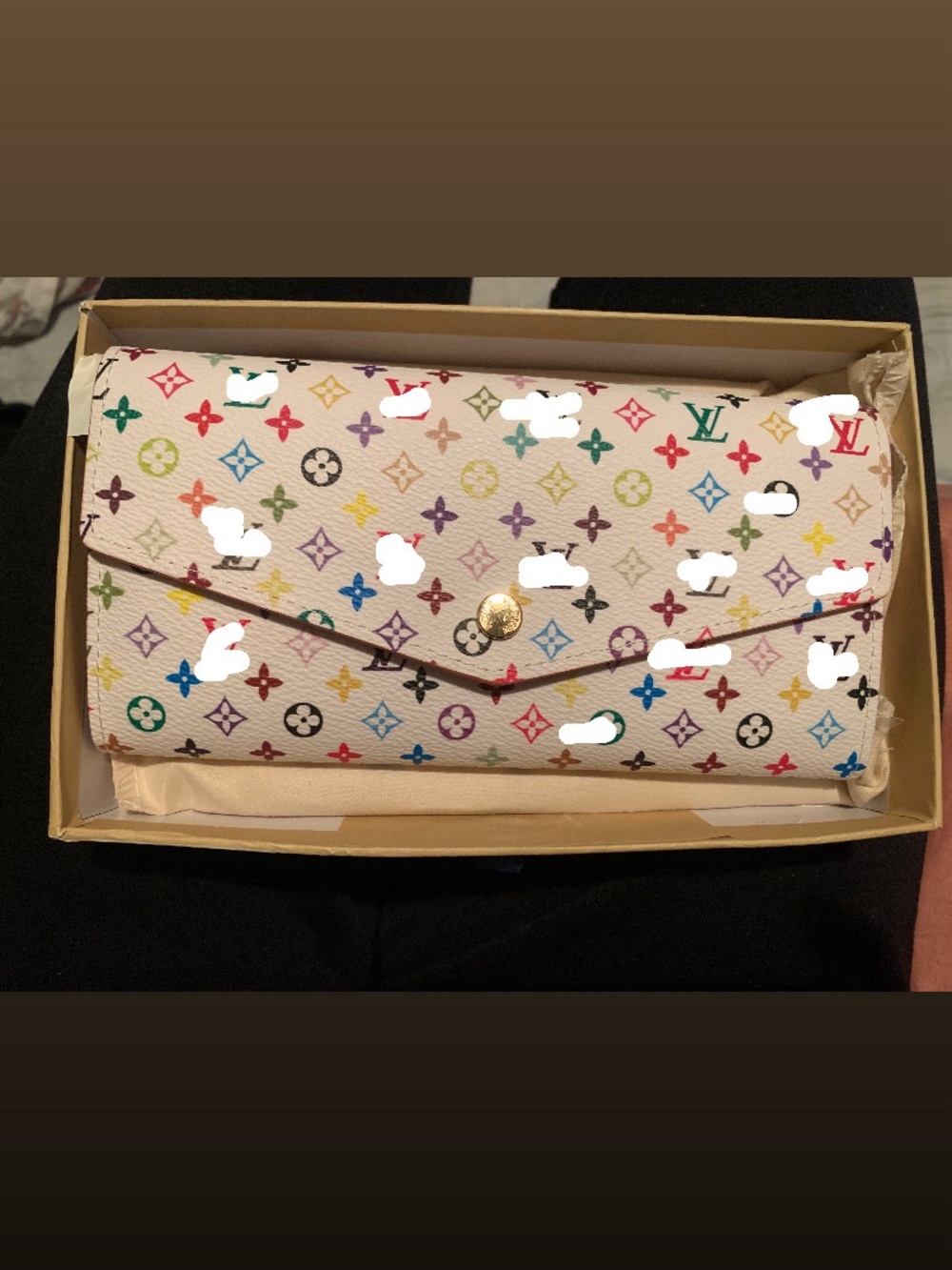 Multicolor Monogram Envelope Wallet - Cream